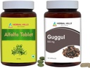 HERBAL HILLS Alfalfa tabletten en Guggul Capsules Guggulu Verpakking van 2 Combo