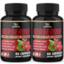 (2 verpakkingen) Berberine Supplement Plus Ceylon Cinnamon, Kurkuma, Artichoke, Melkdistel, Zwarte peper - 120 capsules - 4 maanden Levering