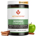ACTIVATHYOU Ochtend Complete Dagelijkse Wellness Groenen Superfood Drinkmix voor Gut Health w/Prebiotica, Probiotica, Antioxidanten, Groene Superfoods, 10 miljard CFUs, 30 Servers (Apple Cinnamon)