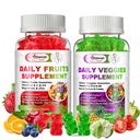 Suikervrije vruchten en groenten supplement, Super Greens Gummies met multivitamine, mineralen & vezel, natuurlijke groenten en fruit supplement ondersteunt immuniteit, antioxidant & energie voor vrouwen & mannen