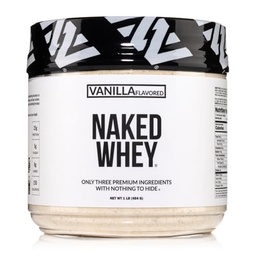 NAKED Vanille Wei Proteïne 1Lb, Slechts 3 Ingrediënten, Alle Natuurlijke Gras Fed Wei Proteïne Poeder + Vanille + Kokossuiker- GGO-vrij, Sojavrij, Glutenvrij. Steun Spiergroei, 12 porties