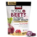 FORCE FACTOR Total Beets Ultimate Heart Health Kauwt voor Blood Pressure Support, met bietpoeder, CoQ10, B Vitaminen & Grapeseed Extract voor Blood Flow & Energy, Granaatappelbessen, 60 Zachte Kauwen