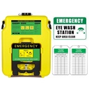 Portable Eyewash Station 14-gallon OSHA goedgekeurd met One Station Sign en Twee Inspectie tags, Wall Mounted Gravity-Flow Indoors and Out, 53L Hervulbare Eyewash Station Heavy Duty, Geel
