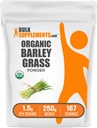 BulkSupplements.com Organic Barley Grass Powder - Green Superfood Powder, Herbal Supplement - Vegan-Friendly, 1.5g per Serving, 250g (Pack of 1)