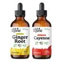 Wild & Organic Ginger Root Tinctuur 4 fl oz & Cayenne Pepper Tinctuur 4 fl oz