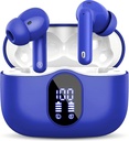 Draadloze oordopjes Bluetooth 5.3 Headphones Bass Stereo Ear Buds met geluid Annuleren Mic LED Display in oortelefoons IP7 Waterdicht 36H Playtime voor laptop pad telefoons Sporttraining blauw