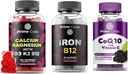Prime Code Calcium Gummies for Women & Men with Magnesium Vitamine B12 Vitamine K2 & Vitamine D3, Iron Gummies for Women & Men, [2 in 1] CoQ10 200mg & Vitamine C