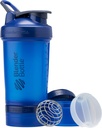 BlenderButtle Shaker Bottle met pil Organizer en opslag voor eiwitpoeder, Classic V2 ProStak System, 22-Ounce, Blauw