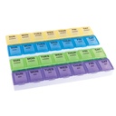 EZY DOSE Weekly (7-Day) Dagelijks Medtime pil geval, Medicine Planner, Vitamine Organizer, Supplement en Visolie Container, Grote Compartimenten met afgeronde basis, 4 keer per dag, gekleurde deksels, BPA gratis