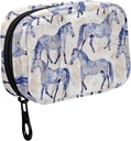 Fustyad Aquarel Hand tekenen Mooie paarden pil Organizer voor Purse, Wekelijkse draagbare pil Box met rits naar opslag Vitaminen Visolie Medicijnen Supplementen