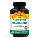 Country Life Chelated Magnesium 250mg - Ondersteunt Hart, Bot & Muscle Health, Vegan-Friendly Magnesium Supplement met Magnesiumoxide en Aminozuurchelaat, Glutenvrij