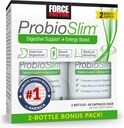 FORCE FACTOR ProbioSlim Probiotic Supplement voor vrouwen en mannen met Probiotica en Green Tea Extract, Verminder gas, opgeblazen gevoel, Constipatie, Ondersteuning Digestieve en Gut Health, 120 Capsules (Twin Pack)