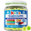 Kinderen Calcium Gummies + Vitamine D3 K2, Magnesium, Zink, Extra Absorptie Algen Calcium Supplement Voor kinderen Zacht tot Maag, Bot, Tanden, Spier, Hersenen, Suikervrije Kauwbare Kinderen Vitaminen 4+, 60 Telt