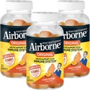 Airborne 750mg Vitamine C Immuun Ondersteuning Supplement Gummies voor volwassenen, Zesty Orange Smaak, Glutenvrij Gemaakt Blend met Krachtige Antioxidanten Vitaminen A C & E, 63 Gummies (3 Pack)