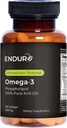 Endur Omega-3 Fosfolipide (100% Pure Krill Oil), Heart Health Supplement, samengesteld voor Optimale Absorptie, Glutenvrij, 500mg (180 Softgels)