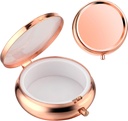 Sibba Portable Medicine Pill Case, Travel Multi-Functional Vocht Proof Pill Box for Purse & Pocket, Cute Metal Medicine Pill Organizer Box for Vitamines, Fish Oil & Supplements (Rose Gold)
