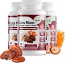 GreeNatr Complete Mushroom Supplement -10 in 1 Complex with Lions Mane, Cordyceps, Shiitake, Chaga, Turkey Tail for Immune Support, Memory, Focus & Natural Energy Booster - 180 Capsules (3 Bottles)