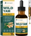 Alle kruiden vloeibare druppels, Wild Yam Extract met chaste Berry, Fenegriek, Black Cohosh voor Menopauze Relief & PMS Ondersteuning. 2oz