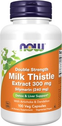 NOW Foods Supplementen, Silymarin Milk Thistle Extract 300 mg met Artichoke en Dandelion, dubbele sterkte, ondersteunt leverfunctie*, 100 Veg Capsules