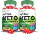 (2 Pack) Actieve Keto ACV Gummies Geavanceerde Formule 1000MG ActiveKeto Keto Gummies Apple Cider Vinegar Geformuleerd met Granaatappel Beet Sap Poeder B12 Vegan Non GMO 120 Gummys