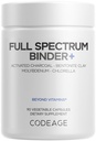 Codeage Binder + Systemische Binder Supplement - Actieve Charcoal Pillen, Bentonite Clay Mineral Powder, Fulvic & Humic Acids, Molybdeen, Carbon Forms - 90 Capsules
