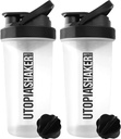 Utopia Home Protein Shaker Bottle - (Pack of 2) 28-once Shaker Bottles For Protein Mixes - Fitness Sports Classic Protein Mixer Shaker Bottle (Clear/Black)