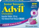 Advil Junior Kauwbare Ibuprofen tabletten, Grape 100mg, 24 tabletten Elk (verpakking van 6)