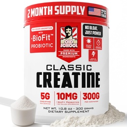 Old School Labs Micronized Creatine Monohydraat met No Bloat BioFitTM Probiotic - Mannen & Women Post-Recovery Powder for Strength & Performance - 60 Servers Unflavored