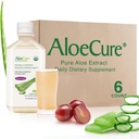 AloëCure USDA Organische Aloë Vera Juice Grape Flavor, Made within 12 Hours of Harvest - Pure Aloë Vera Digestive & Immune Health Supplement, helpt bij het handhaven van evenwichtige maagzuur, 16.7oz x 6 Btls