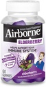 Airborne Vlierbes + Zink & Vitamine C Gummies voor volwassenen, Immuun Ondersteuning Vitamine D & Zink Gummies met krachtige Antioxidant Vitaminen C D & E - 60 Gummies, Vlierbessen smaak