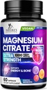 Magnesium Citrate Supplement Pillen 1000mg - 3X sterkte Magnesium supplementen voor bot, spier, hart, natuur slaap ondersteuning voor mannen & vrouwen, Vegan Mag Mineral, Non-GMO, gebotteld in de VS, 60 capsules