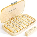 Pillen Organisator, Wekelijks Vocht-Proof Pillen Dispensers, 3 keer per dag, 7 dagen pil Box, Grote Compartiments Travel Pillen Container, Medicine Case voor Visolie Vitaminen Pillen (Large Cream White)