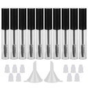 GTHER 10PCS 10ML Lege Mascara Tube Fles met wimperstok, Rubber Insert & Funnels Set voor Castor olie/groeiolie, DIY Cream Container met Cap, zwart