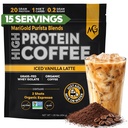 MariGold High Protein Coffee - Iced Vanilla Latte, 20g Grass-Fed Wei Proteine Isolaat, Energie & Workout Boost, 2 Shots Biologische Espresso, Non-GMO, 1 Net Carb, 1 Lb Bag, 15 Servers
