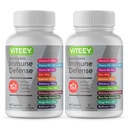 VITEEY 11 in 1 Immuun Ondersteuning Supplement - Immuun verdediging met vitamine D3, B6, Echinacea, Kurkuma, Rose-HIPS, Selenium, BioPerine, Gember, Vlierbessen Vitamine C en Zink - 120 Tel.