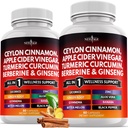 Ceylon Cinnamon, Kurkuma, Apple Cider Vinegar, Ginseng, Aloë Vera, Berberine Plus Banaba, Ginger Root - 120 Tel.