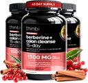Colon Reiniging Berberine Supplement 1500mg - 3 Pack - 15-Day Extra kracht voor mannen & vrouwen w/Senna blad, snel-werkende natuurlijke Laxative voor constipatie Relief, Gut Health - Made in USA
