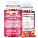 Magnesium Citrate Gummies voor kinderen - Great Proef Kids Magnesium Calm Supplement Ondersteuning Nerve & Bone Health, Sterke spier voor kinderen Wellness, Vegan Strawberry Flavor Low-Sugar, 2 Pack-60 Tellen