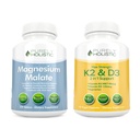 Pure Holistische Magnesium Malate 400mg + Vitamine D3 125mcg K2 MK7 90mcg - 270 tabletten & 150 capsules - Vegetarische bundel - Made in USA