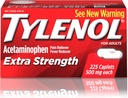 Tylenol Extra sterkte caplets met 500 mg acetaataminofen, pijnstiller & koortsreducer, voor hoofdpijn, rugpijn & menstruele pijnverlichting, 225 ct