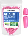 XPRS Nutra Maat 2 Lege Capsules - 100 Telle Lege Gelatine Capsules - Pillen DIY Capsule Vulling - Pure Bovine Pill Gel Caps for Do-It-Yourself Supplements (Roze)
