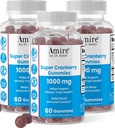 Amire by Dr. Awan Super Cranberry Gummies, Helps Support Urinary Tract Health, Helps Boosts Immune Function, Gelatin-Free Cranberry Chews for Men & Women, 180ct, 90-Day Supply