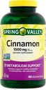 Spring Valley Cinnamon Supplement 1000mg, 400 Vegetarian Capsules, Bevat Cassia, Niet Ceylon. Kruidensupplement voor General Wellness. Luall