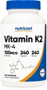 Nutricost Vitamine K2 (MK4) 240 capsules (100 mcg) - Glutenvrij en niet-GMO