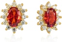 14K Geelgoud Plated 925 Sterling Silver Red Cubic Zirconia oorbellen voor vrouwen