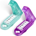 DUBSTAR 2PCS Pill Cutter Splitter voor kleine en kleine pillen, Meerdere pils Cutters voor kleine of grote pillen, Verstelbare pil Splitter met Centering Apparaat en Blade Guard (Purple+Cyaan)