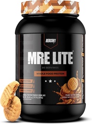 REDCON1 MRE Lite Whole Food Protein Powder, Peanut Butter Cookie - Low Carb & Wehey Free Meal Replacement with Animal Protein Blends - Easy to Digest Supplement Made with MCT Oils (30 Servings)