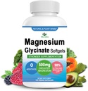 Magnesium Glycinate Supplement, 2 maanden Levering Pure Magnesium Glycinate 500 mg voor slaapondersteuning, spierherstel, kauw Magnesium Softgel Hoge absorptie voor nerve, hart en bot, veganist, niet GGO
