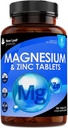 Magnesiumsupplement Magnesium en zinksupplement (6 maanden aanbod) Hoge absorptie Magnesium en zink - Spierbeenderen en gezonde immuunfunctie - Veganistisch, non-GMO, glutenvrij - 365 kleine tabletten