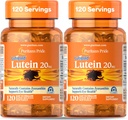 Puritan's Pride Premium Lutigold Lutein Carotenoid 20mg met Zeaxanthine voor mannen en vrouwen, Dieetsupplement voor Eye Health Support, 8 maand supply, 120 Easy-to- Swallow Softgels, 2 Pack